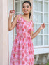 Pink Pure Cotton Floral Printed A-line Tunic
